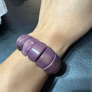 Unbranded‎ Stretch Bracelet Womens OS Purple Excellent Chunky Marbled Stone Tile